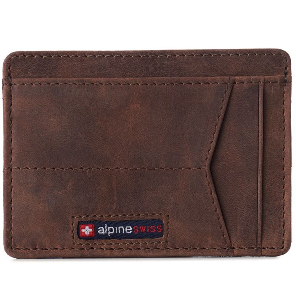 Alpine Swiss Men RFID Safe Minimalist Front Pocket Wallet Small Slim Card Holder